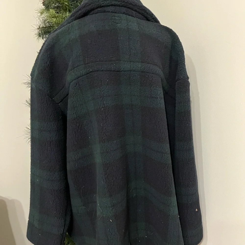 Lee Fleece Jacket Navy and Green Plaid